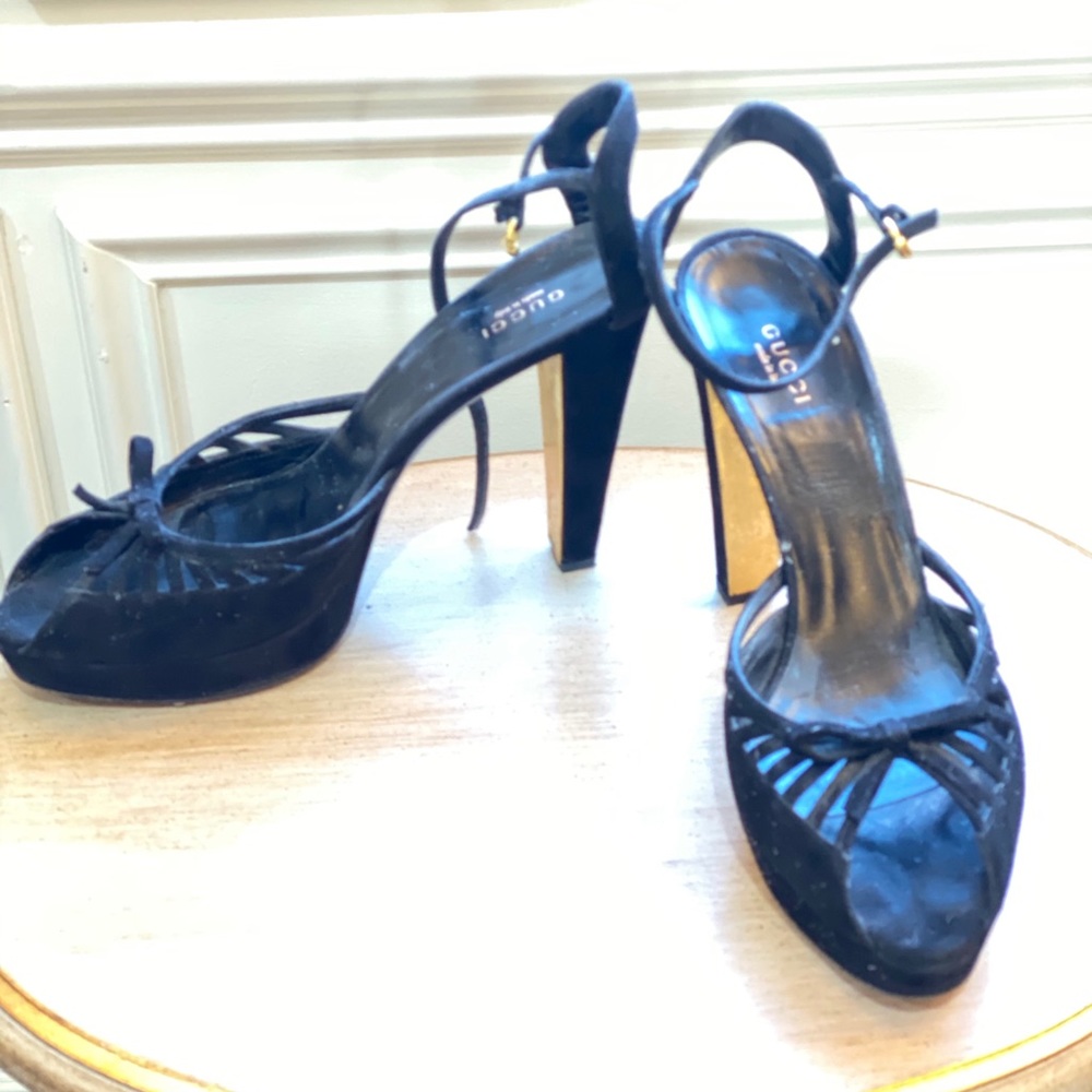 Gucci shoes black heels sandals platform black 10 - Picture 3 of 4